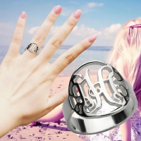 Klipp ut monogram initial ring sterling silver