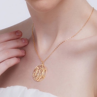  Gold Plated Circle Initial Monogram Necklace