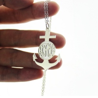Sterling Silver Anchor Monogram initial halsband