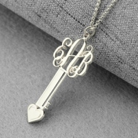 Monogram nyckelhalsband sterling silver med hjärta