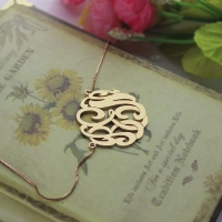 Rose Gold Large Monogram Necklace Handmålad