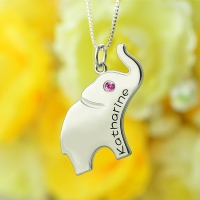 Lycka till gåva: Elephant Necklace Gravered Name