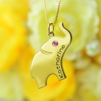 Elephant Lucky Charm Necklace Graverad Namn 18k Guldpläterad