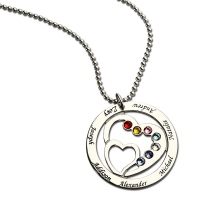 Grandmom&#39;s Gift: Heart in Heart Necklace with Kids Names