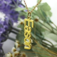 Vertical Name Necklace Gold