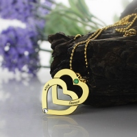 Gold Vertical Double Heart Necklace