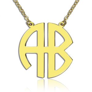 18K guldpläterad 2 bokstäver Capital Monogram halsband