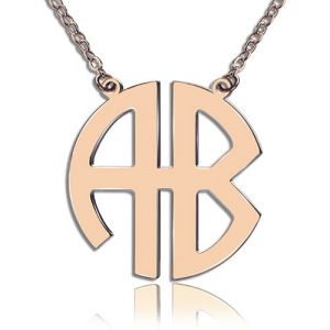 Rose Gold 2 Initial Block Monogram hänge halsband