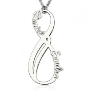 Anpassade vertikala knutnamn halsband sterling silver