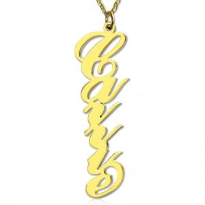 Vertikal Carrie Namnplatta Halsband 18K Guldpläterad