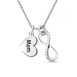 Anpassad infinity kärlek halsband hjärta charm för mamma sterling silver