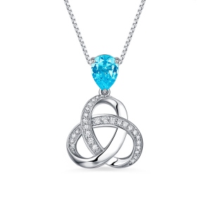 Anpassad Sterling Silver Birthstone Triple Knot Necklace