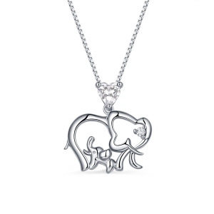 Anpassad Birthstone Elephant Necklace For Mom