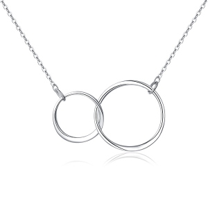 You And Me Double Circle Sterling Silver Necklace