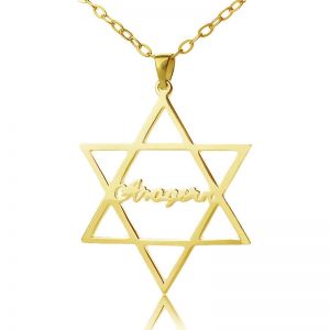 Guldpläterad Silver Hexagram Namnhalsband