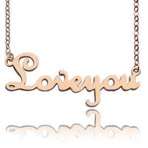 Massivt rosaguld fransk typsnitt I Love You Name Necklace