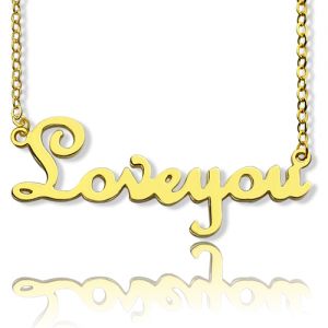 Personaliserat massivt guldfransk typsnitt I Love You Name Necklace