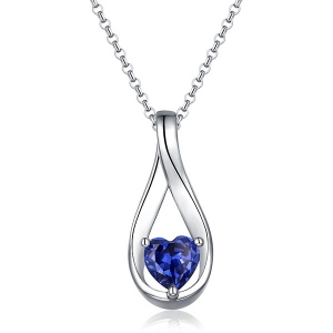 Anpassad Mobius Heart Birthstone Necklace Sterling Silver