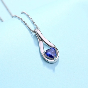 Anpassad Mobius Heart Birthstone Necklace Sterling Silver
