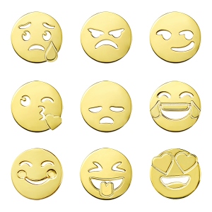 Emoji Face Disc Necklace i guld