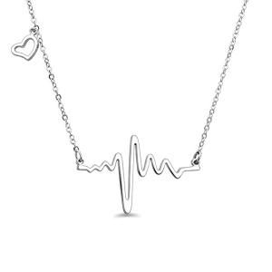 Heart Beat Necklace 16 "+2" Sterling Silver 925