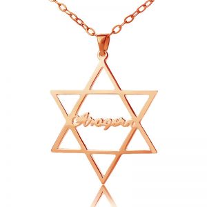 Rose guldpläterad silver 925 Hexagram Namn halsband