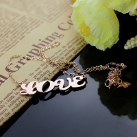 Solid Rose Gold Capital Puff Font Name Necklace