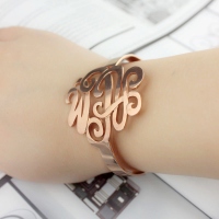 Monogram manschettarmband Handskrivning rosguld