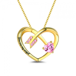 Personalized Love Arrow Birthstone Heart Necklace Guldpläterad