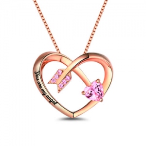 Personlig kärlek Arrow Birthstone Heart Necklace I Rose Gold
