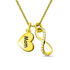 Anpassad graverad Infinity Love Mom Necklace Guldpläterad