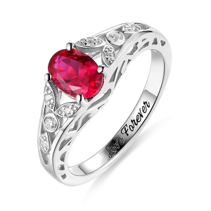 Personlig Oval Birthstone Vine Ring for Woman Sterling Silver