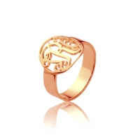 Cirkelnamn initial monogrammad ring rose guld 0,59 &quot;