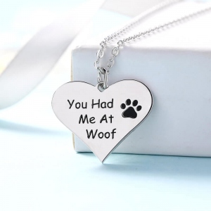 You had Me at Woof Paw Print Heart Necklace