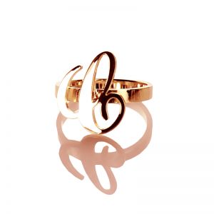 Rose Gold Carrie initial brevring
