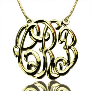 Celebrity Cube Premium Monogram Necklace Gift 18K guldpläterad