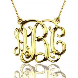 Custom Cube Monogram Initials halsband 18K guldpläterad