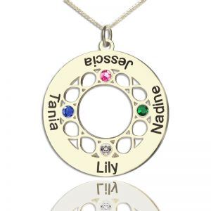 Infinity familjenamn cirkelhalsband för mamma sterling silver