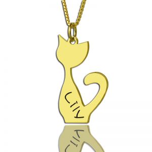 Anpassad kattnamn hänge halsband guld över
