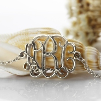 Kändis 3D Monogram Initial Armband Sterling Silver
