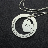 Heart Promise Necklace med Sterling Silver Name &amp; Phrase