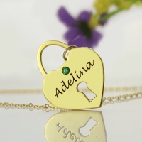 I Love You Heart Lock Keepsake Necklace With Name 18k Guldpläterad