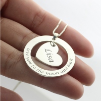Heart Promise Necklace med Sterling Silver Name &amp; Phrase