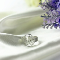 Cirkelnamn initial monogrammad ring silver -0,59 &quot;