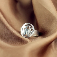 Cirkelnamn initial monogrammad ring silver -0,59 &quot;