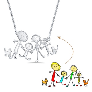 Personaliserade graverade barn Art Ritning Halsband Doodle Necklace